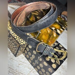 39.5” Black Genuine Leather Belt Solid Brass Buckle Dockers